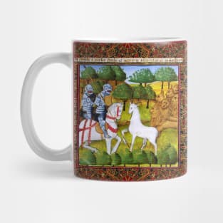 Lancelot and Mordred Crossing a White Stag Escorted by Lions,Arthurian Legends Medieval Miniature Mug